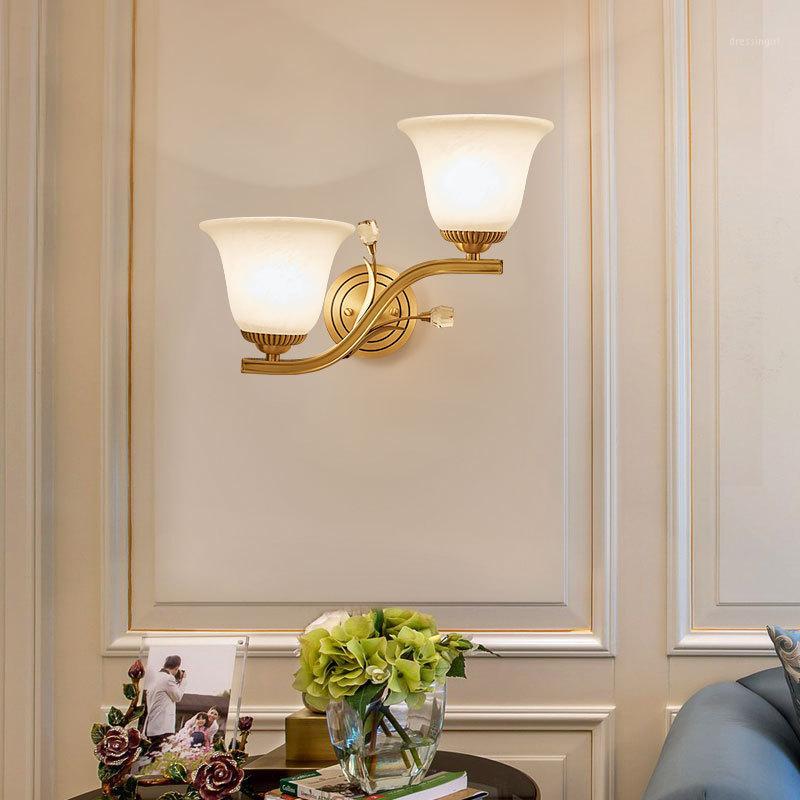 

lamp classic all copper living room background wall bedroom bedside reading study aisle single head double head 90711