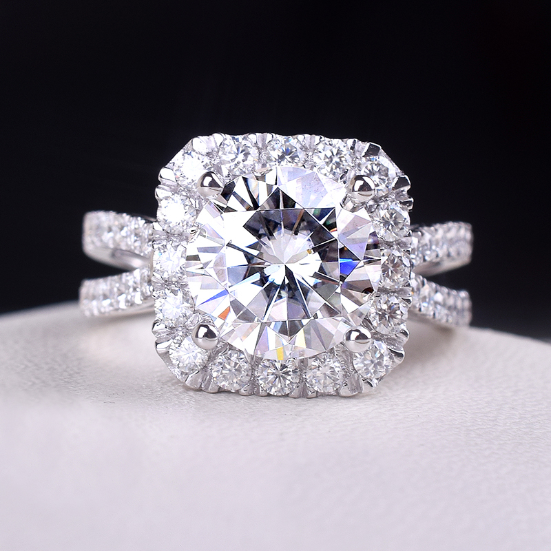 100% 14K Gold ring 1ct D color VVS Moissanite Diamond Ring Wedding ring With national certificate D006 T200108