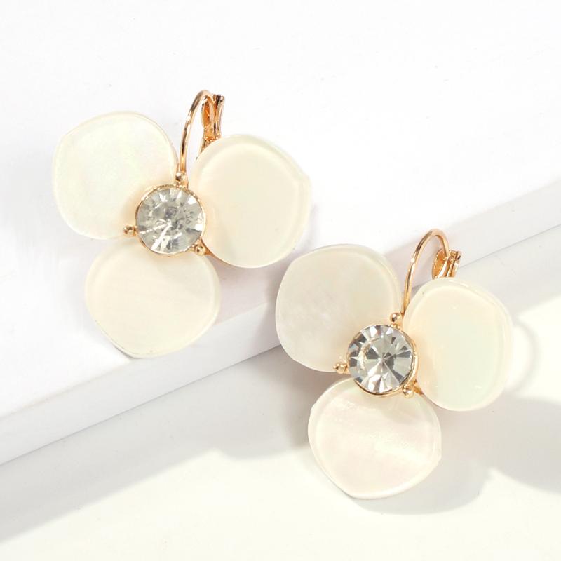 

Stud Acrylic Imitation Drill Resin Pink Flower Earrings For Women Girl