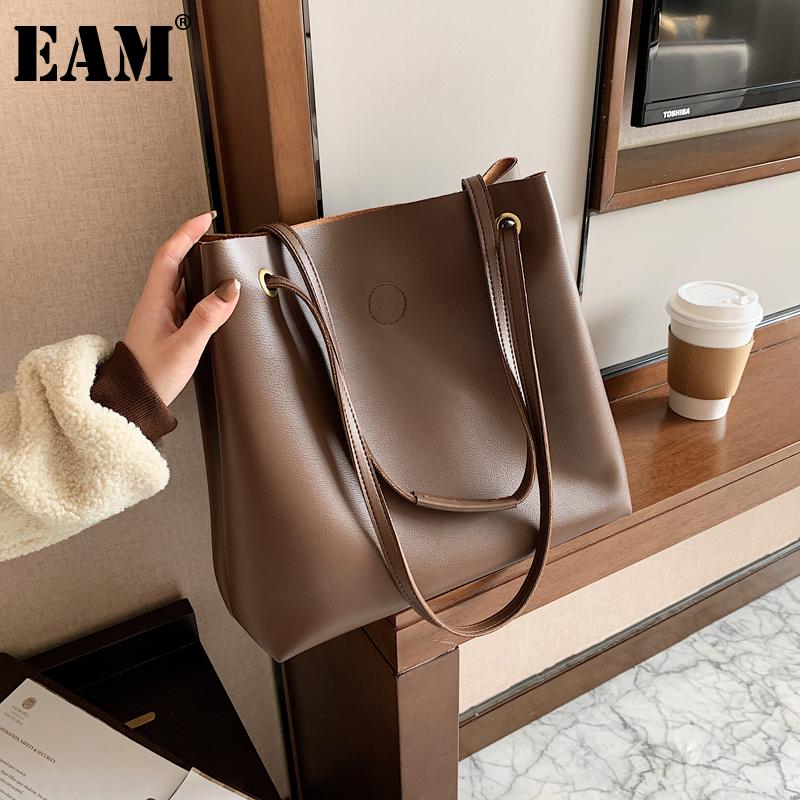 

[EAM] Women New Brief Large Capacity PU Leather Flap Personality All-match Crossbody Shoulder Bag Fashion Tide 2021 18A1727, Black