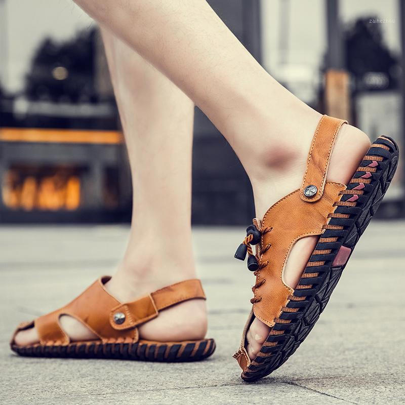 

casual sandal men sandals athletic rubber for sandalie beach trekking leather outdoor slippers slides sport male summer slide1, Black