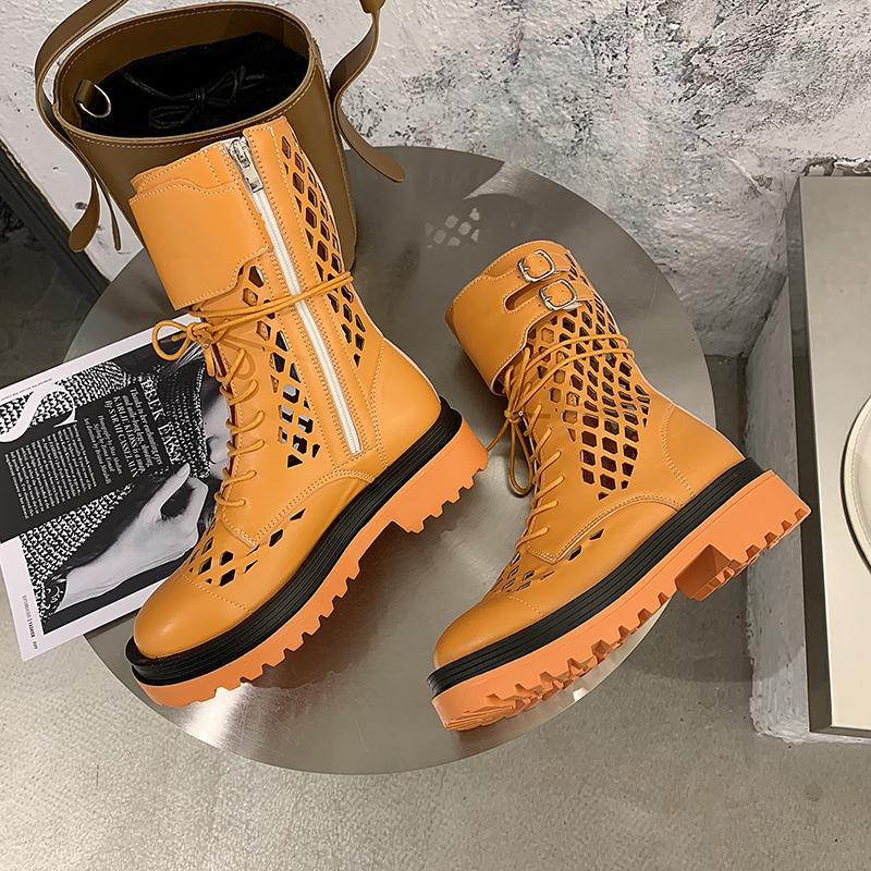 

Sexy Hollow Boots For Women 2021 Fashion Ladies Casual Platform Shoes Wild Ankle Booties High Heel Boot Female Whiter Shoes, Sky blue