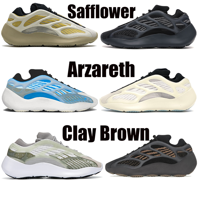 

TOP quality Safflower Clay brown kanye 700 v3 Glow in the dark men women Azareth alvah Azael reflective sneakers skeleton running shoes, 7 shoe box