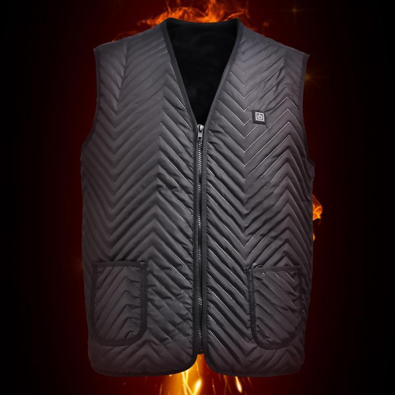 

2020 Heating Warm Vest Graphene Carbon Fiber USB Smart Washable Size Adjustable USB Charging Heated Clothing Hot Sale, Black