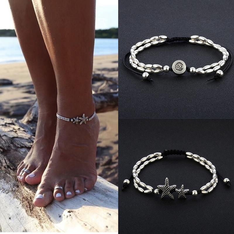 

Bohemian Multi Layer Rune Starfish Women's Anklet Foot Bracelet Barefoot Sandals Chain Strap Beach Accessories Jewelry For Women