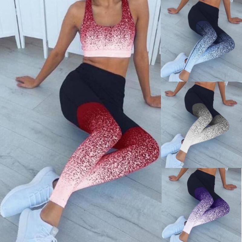 

High Waist Leggings Workout Women Gold Print Leggings Exercise Fitness Gym Push Up Workout Female Pants 4 Colors, Gray