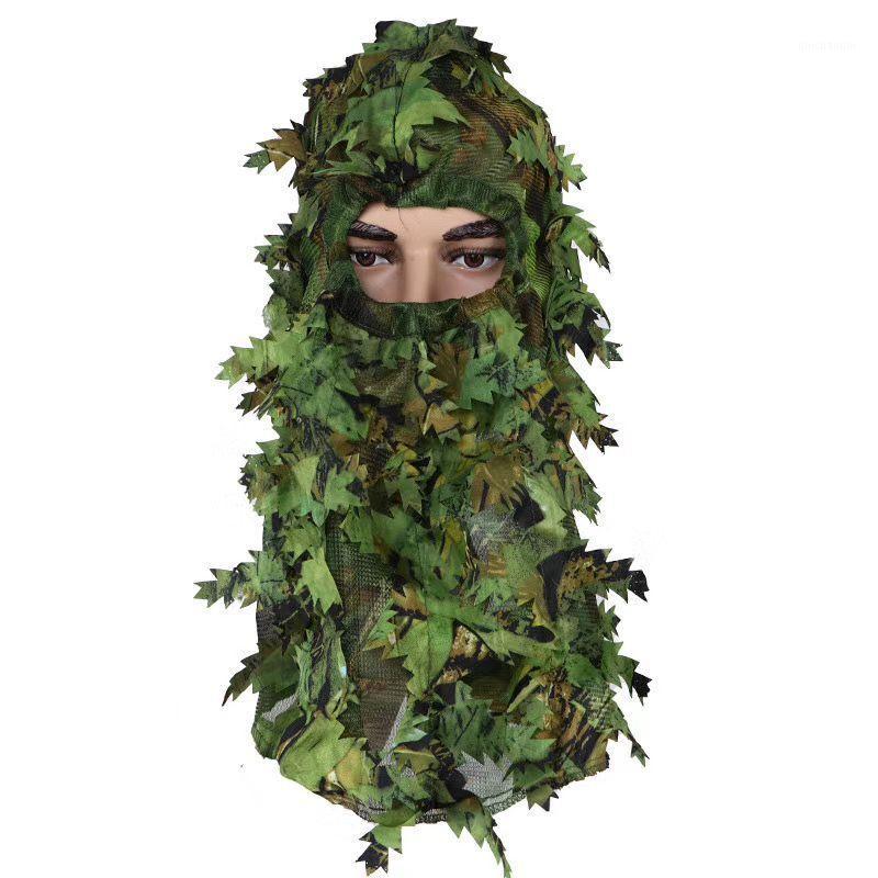 

Camouflage Maple Leafy 3D Face Mask Ghillie Suit Sniper Tactical CamouflageHood Hunting Fishing Headgear Camo Hat and gloves1, Lvyekuan