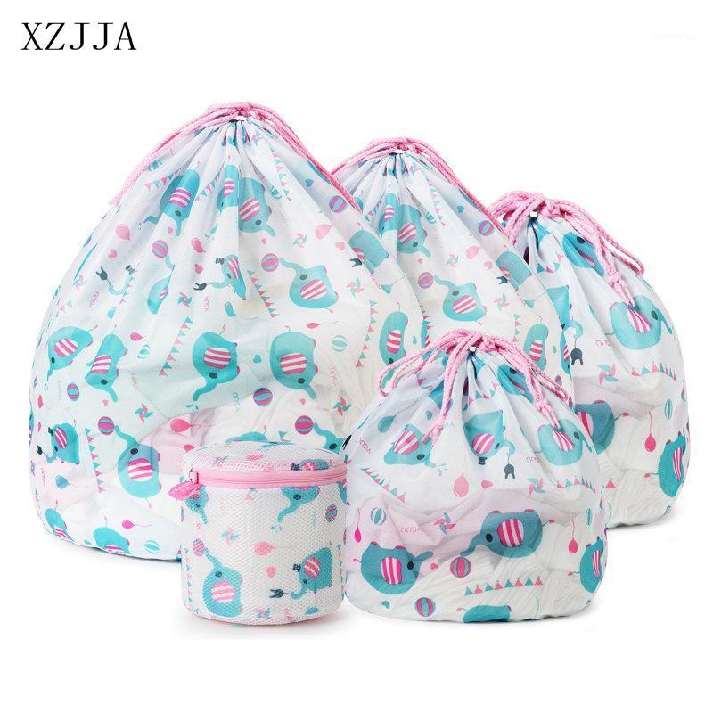 

XZJJA Cute Elephant Drawstring Laundry Bag Set For Washing Machines Home Underwear Bra Socks Storage Organizer Mesh Washing Bag1