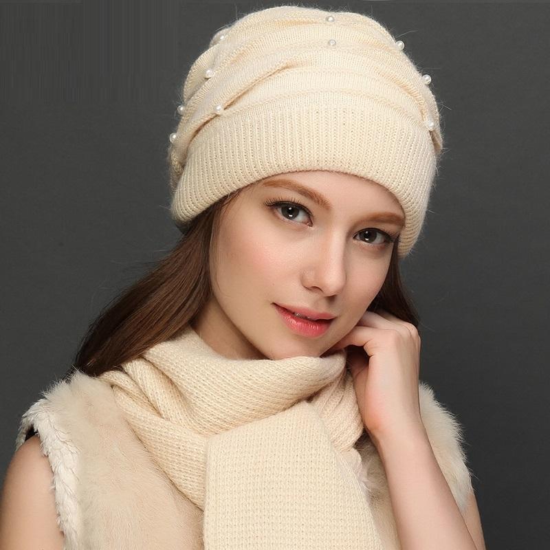 

Female Winter Warm Hat Scarf Lady Handmade Knitted Wool Cap Students Thermal Autumn and Winter Knitted Hat Girls Cap B-7633, Black