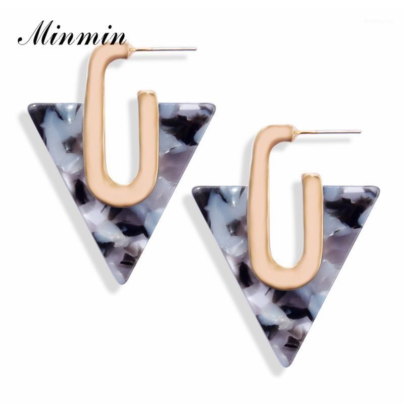 

Minmin Brand Designer Multicolor Resin Hoop Earrings for Women 2021 Korean Big Geomrtric Earrings Fashion Jewelry Female MEH14021