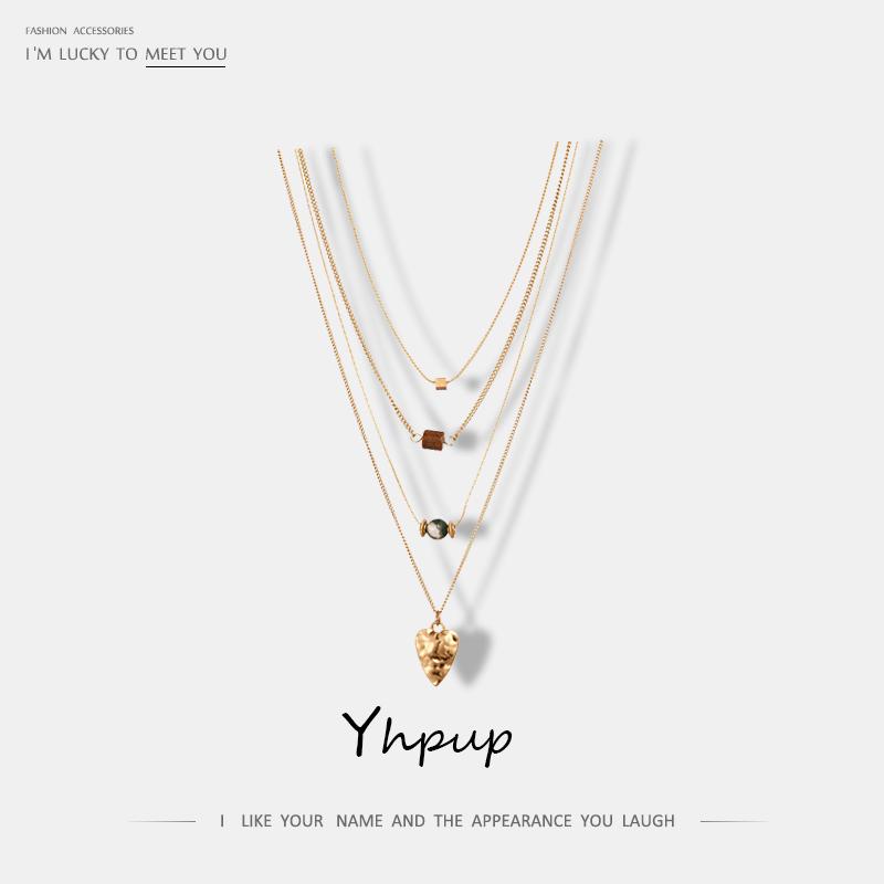 

Yhpup Bohemia Style Multi Layered Necklace For Women Long Brand Alloy Chain Maxi Necklace Fashion Chocker Jewelry Party Gifts
