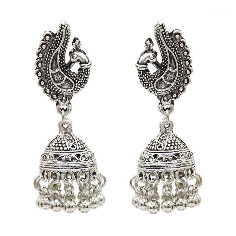 

Round Vintage Women BOHO jewelry Classic Ethnic Unique Folk-custom Tibetan Pakistani Earrings Silver Jhumkas Gift1