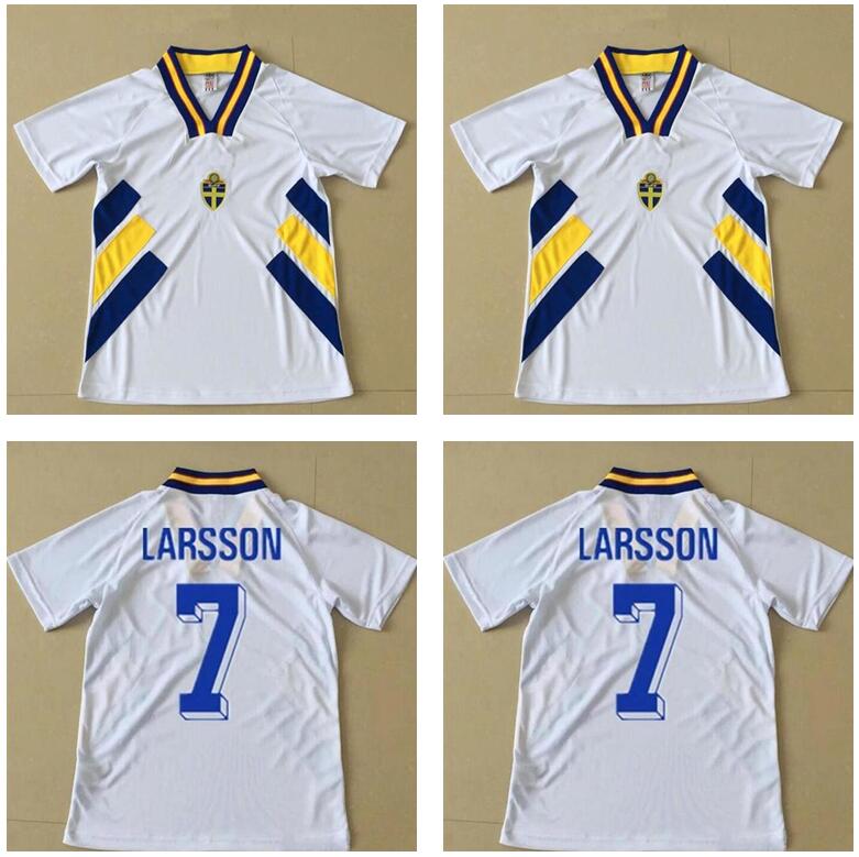 

1994 Retro Sweden Soccer Jerseys 94 95 DAHLIN BROLIN LARSSON ANDERSSON HOME AWAY Football Shirt uniformsHGFGJX