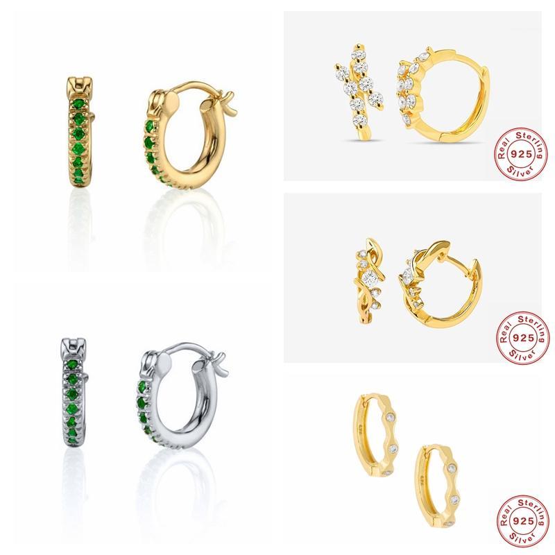 

Hoop & Huggie Real 925 Sterling Silver Luxury Green Zircon Small Earrings For Woman Valentine's Day Gift Hanging Pendientes Fine Jewelr