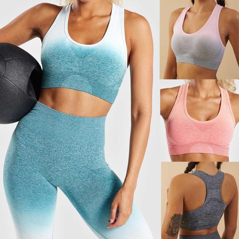 

Sports Shirt for Fitness,Segment Dyeing Quick Dry Fitness Yoga Sports Bra,Women Running Gym T-shirts Top#0206y10, Gray