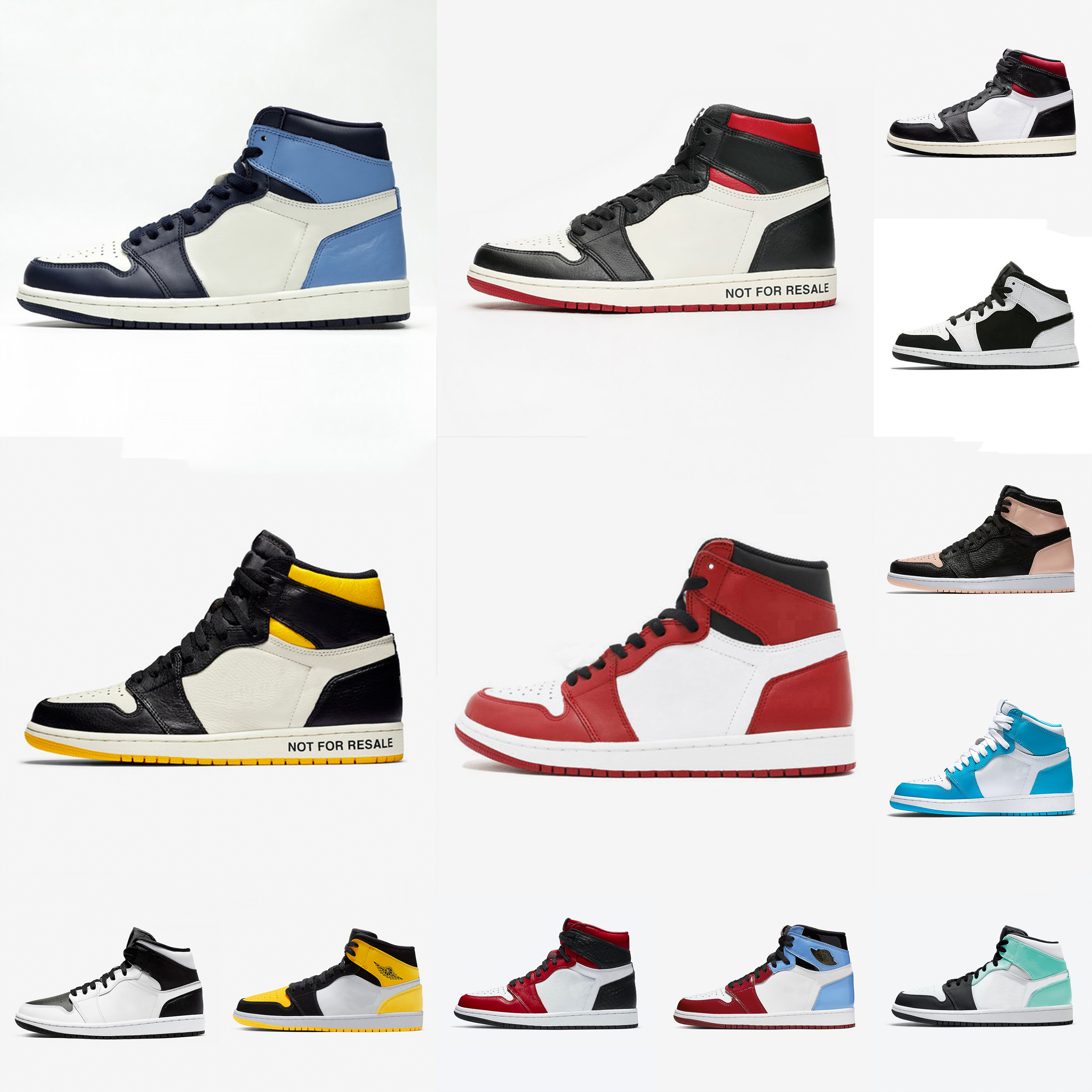 

2020 New Jumpman 1 Mens Basketball shoes shattered Backboard UNC 1s Gold Cactus Jack Obsidian Banned Bred Men Women trainer Sports Sneakers, Size 36-46