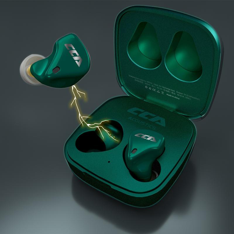 

CCA CX10 10BA 5.0 Bluetooth Earphones TWS Fingerprint Touch Headset HiFI Stereo In-ear Earbuds Wireless Headphones for Sport, Black