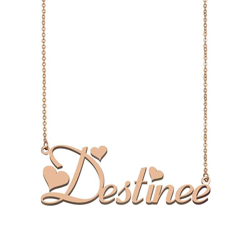

Destinee Custom Name Necklace Personalized Pendant for Men Women Birthday Gift Best Friends Jewelry 18k Gold Plated Stainless Steel, Silver