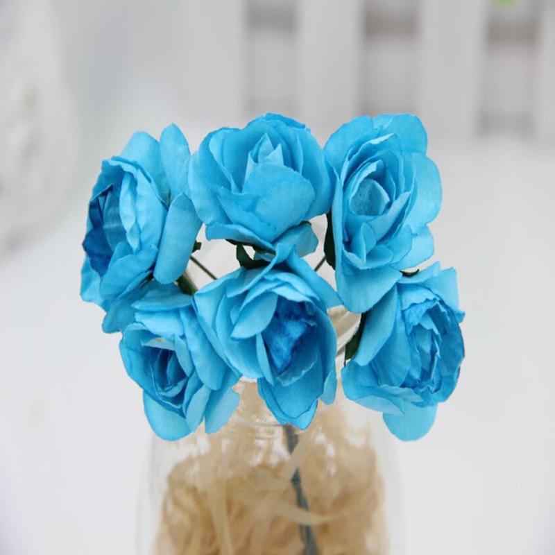 

Artificial Flower Wedding Festive Decoration 2 Cm Diam Small Paper Rose Handmade Clothing Shoe Box Accessories, Red