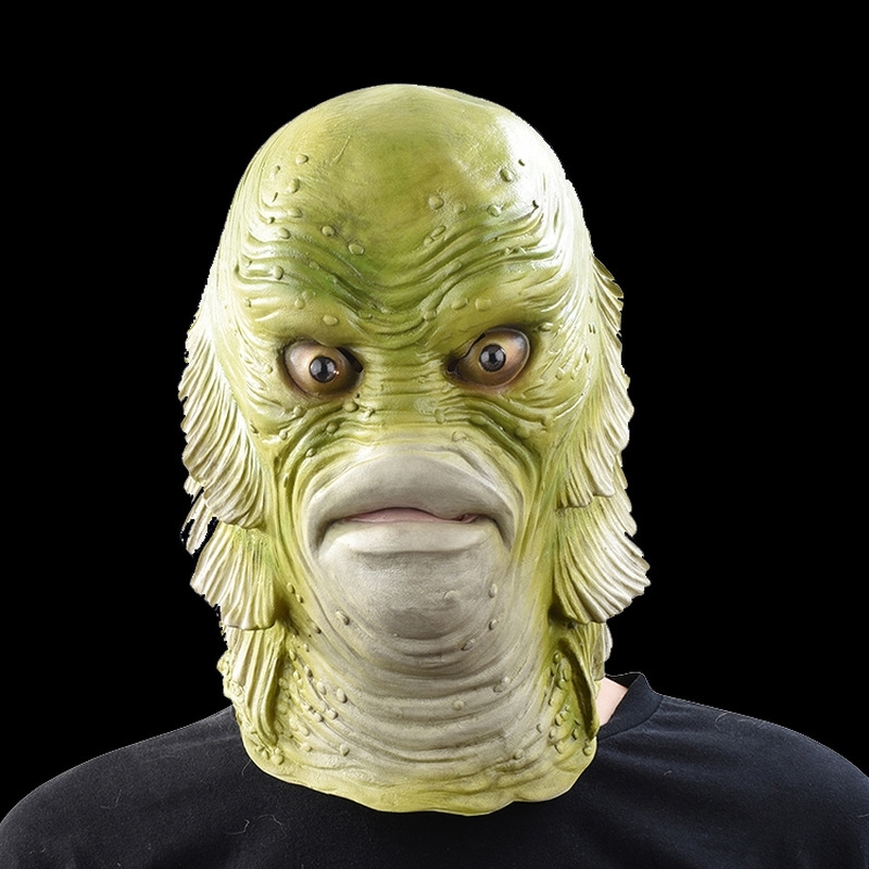

Halloween Mask Scary Monster Latex Fish Masks Creature From The Black Lagoon Cosplay Merman Masquerade Party Mascara Horror Mask Y200103
