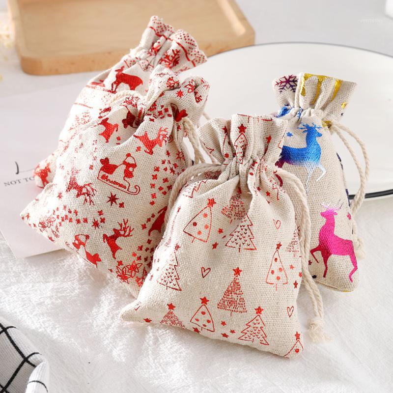 

Gift Bag Candy Bag Snowflake Crisp Drawstring Merry Christmas Decorations for Home New Year 2021 Presents1