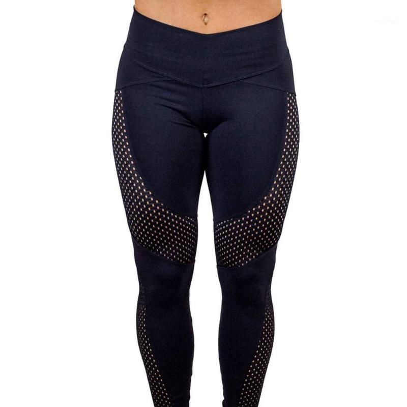 

Yoga Pants Mesh Stitching Hit Color High Waist Hips Slim Elastic Band Yoga Pants1, Purple