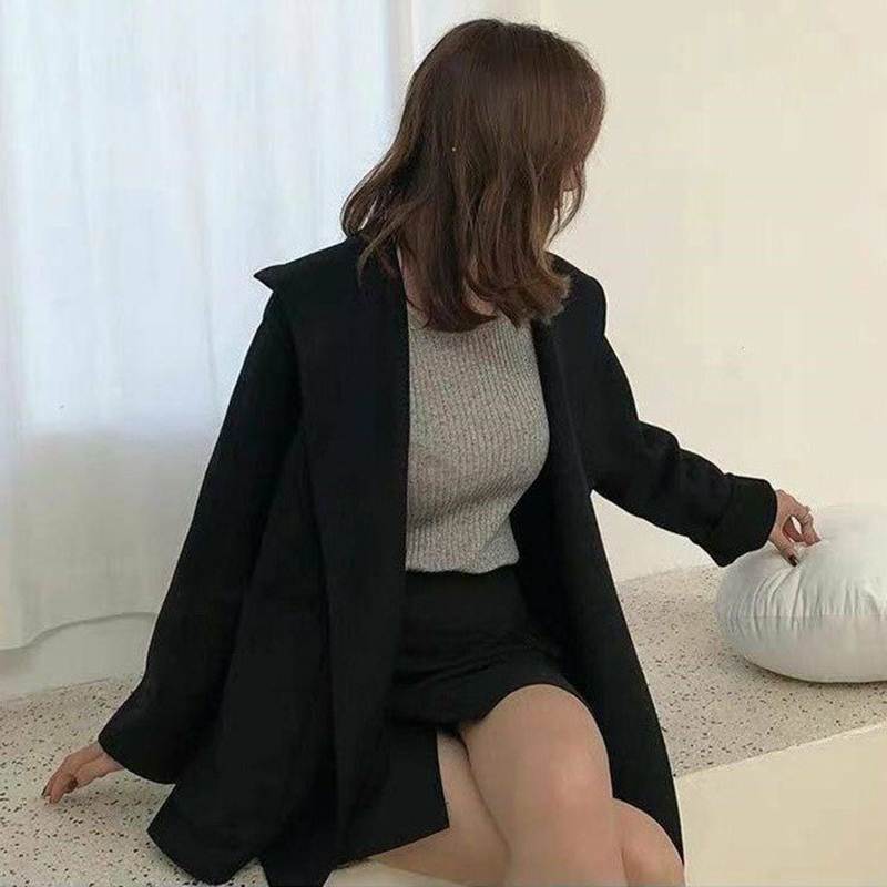 

2021 New Female Double Jacket Released Natural Cashmere Woollen Cardigan Mixtures Outerwear Streetwear Oversize G01E, Beige