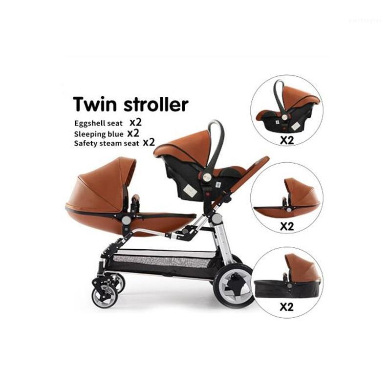 

Free Shipping Luxury Twin Baby Stroller High Landscape Pram Folding Carriage1