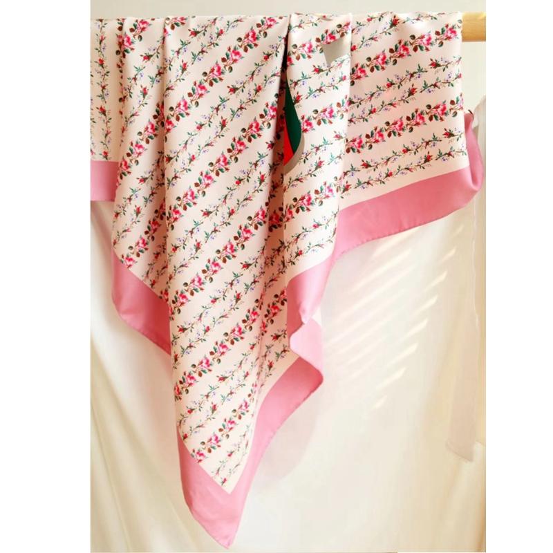 

Spring Floral Print 100% Silk Scarf Shawl