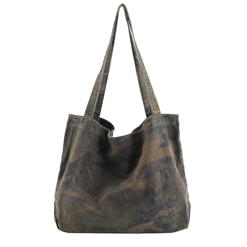 

Simple Navy sail cloth bag leisure large capacity camouflage handbag versatile one shoulder women's bag, Green