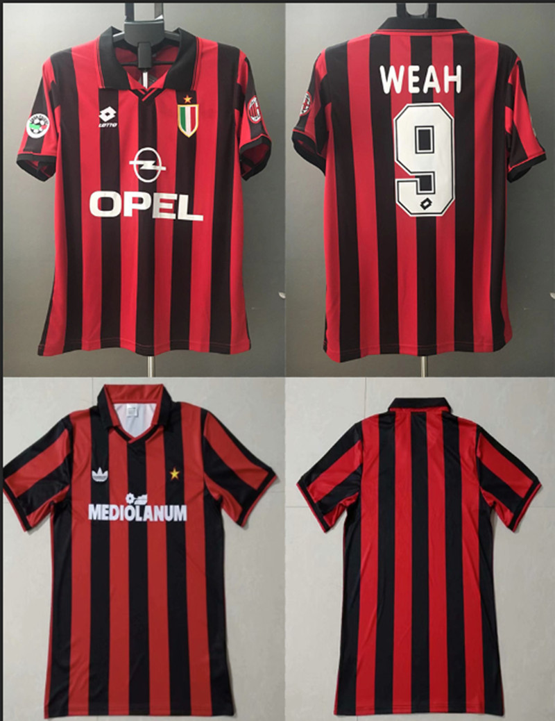 

89 1997 1998 Retro AC Milan Soccer Jersey Vinatge GULLIT PIRLO VAN BASTEN BECKHAM SHEVCHENKO SAVICEVIC WEAH Football Shirt, Home