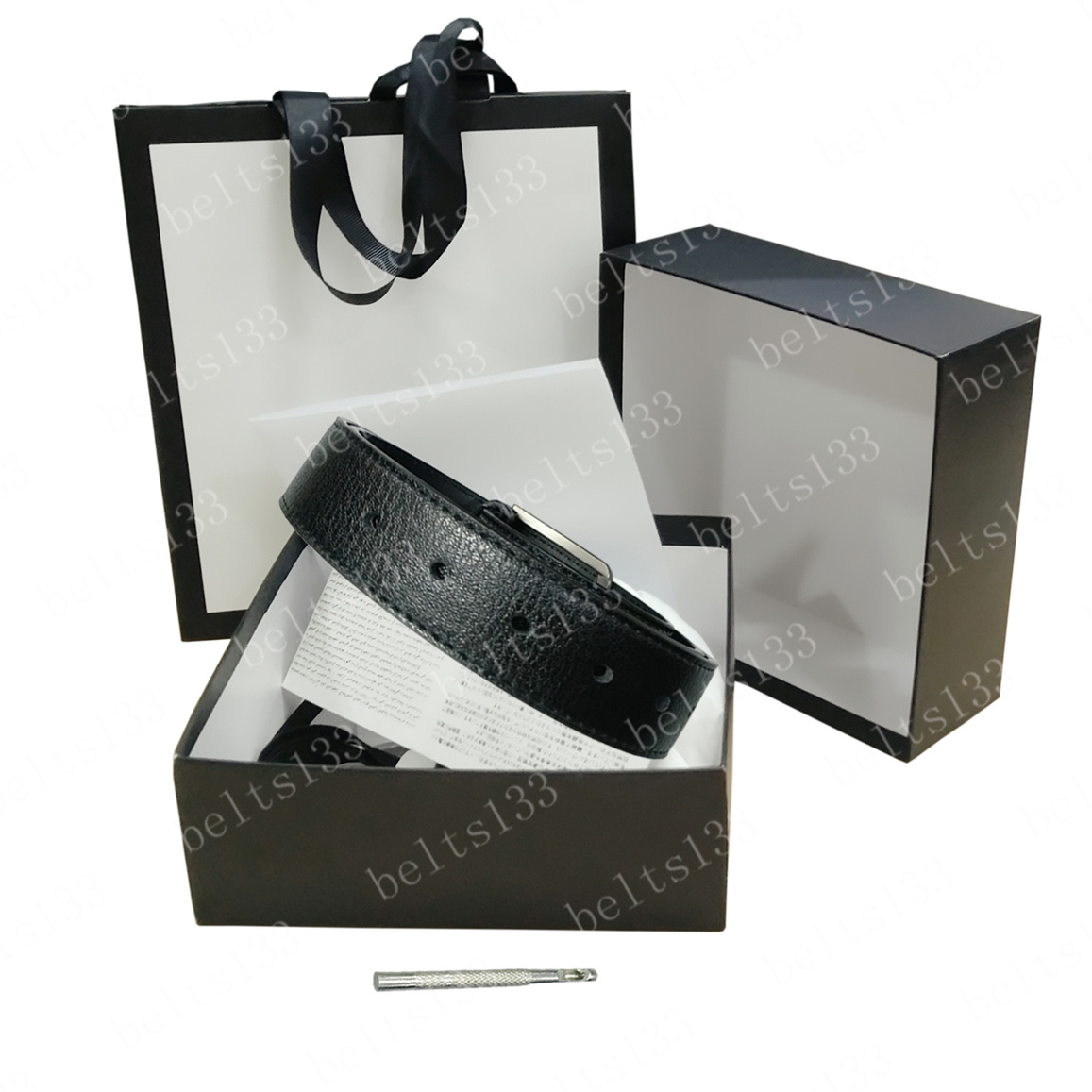 

2022 Belts Womens Mens Belt Black Genuine Leather Gold Smooth Buckle with White Box Dust Bag White Gift Bags Card #GA03 SIZE 100-125CM
