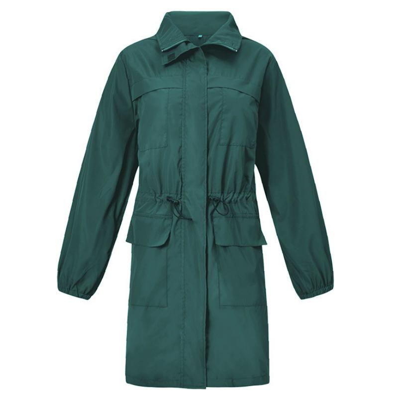 

Autumn Women Windbreaker Jacket Hooded Waterproof Rain Coat Slim Long Outdoor Sport Hiking Wind Jacket Coat Green Plus Size
