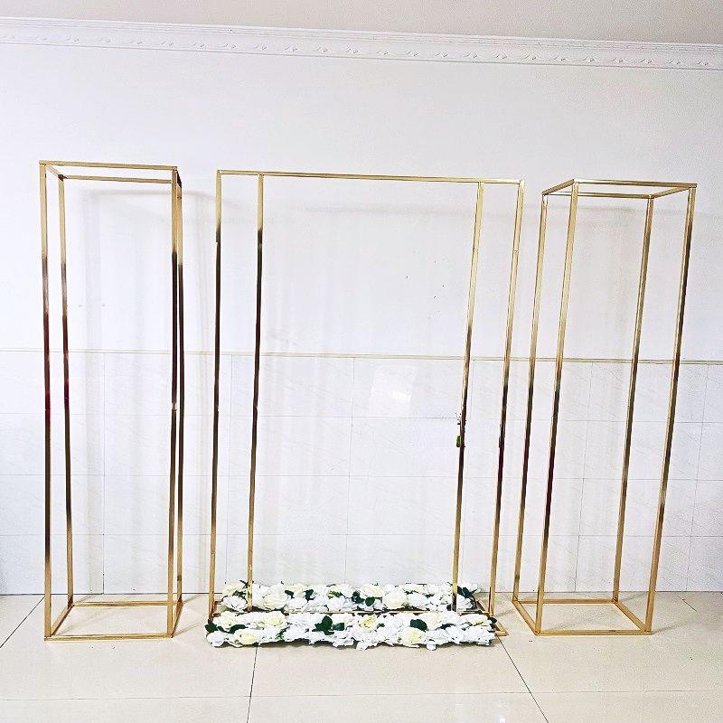 

Party Decoration 200 CM Tall Shiny Gold Iron Door Arch Frame Pillar Column Flower Stand Balloons Billboard Welcome Sign Hanging Rack For Bac