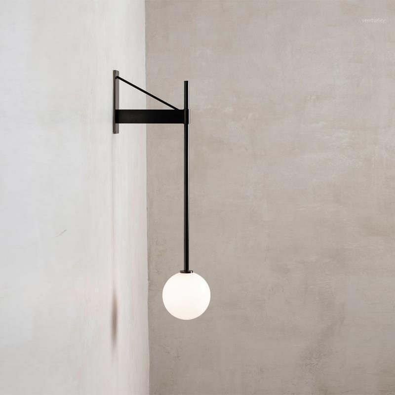 

Nordic Creative Black Living Room Wall Lamp Bedside Bedroom Designer Model Room Wall Lamp Postmodern Single Head1