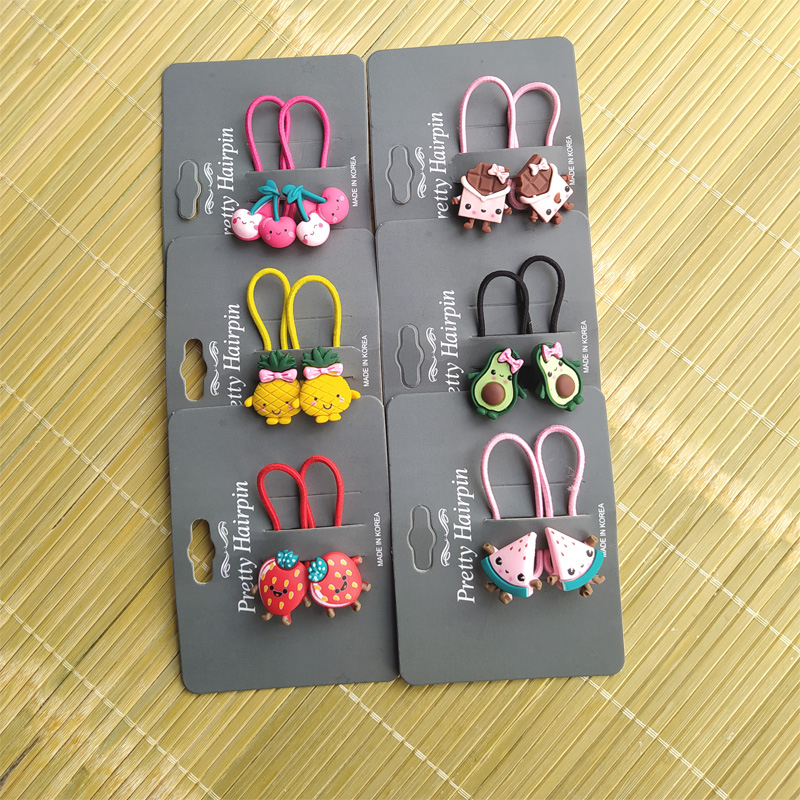 

2PCS Cartoon Fruit Avocado Pineapple Princess Headwear Kids Elastic Hair Bands Children Ropes Girls Accessories Baby Headdress