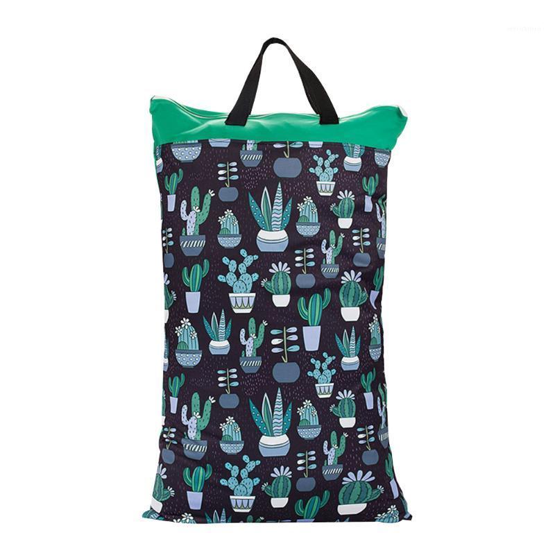 

Washable Home Large Capacity Laundry Storage Cloth Diaper Bag Double Zipper Daily Hanging Portable Waterproof Printed Wet Dry1, Ef242