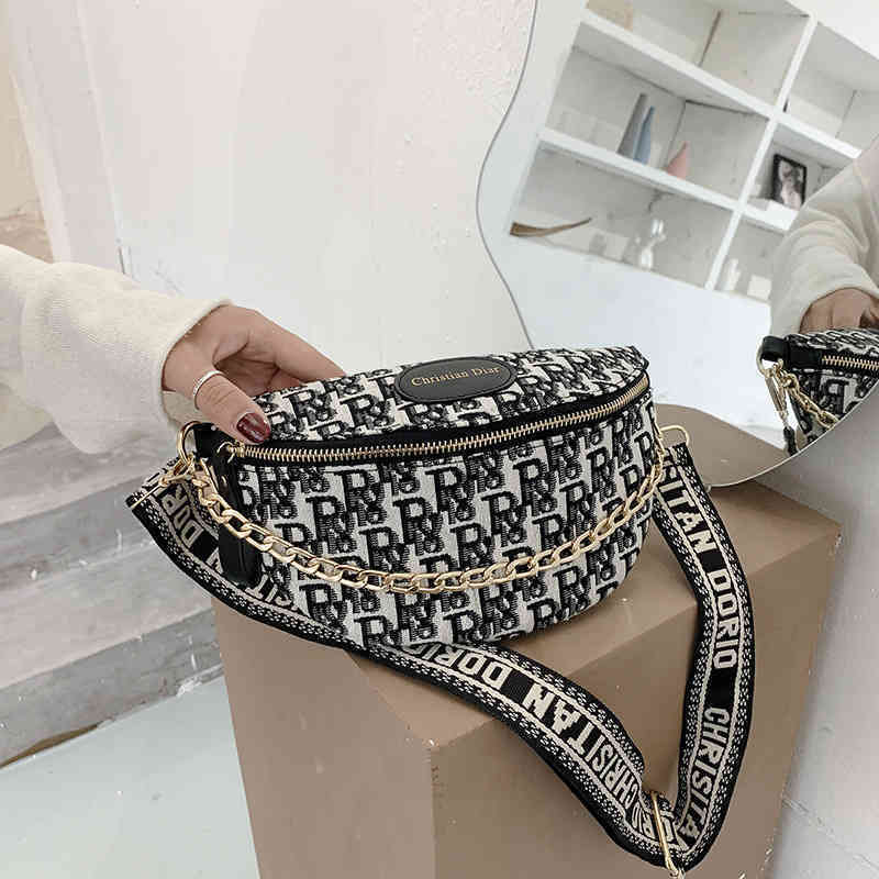 

2022 Latest Models handbag wholesale Bags Popular female Korean letter single shoulder style chain waist Z5XT, Black