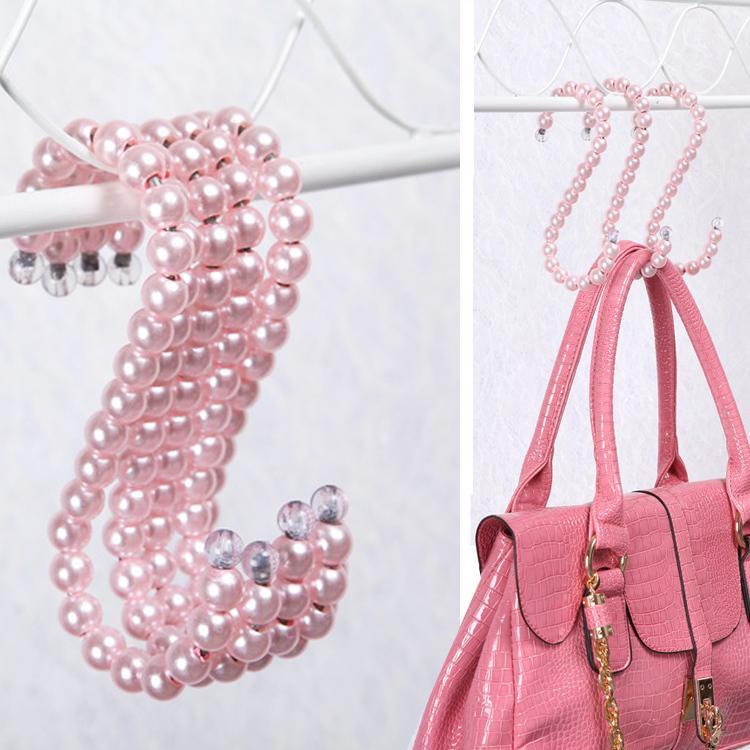 

1PCS Bag hanger 16CM bag hook hanger plastic pearl hangers Fashion women clips White pink black angel S-shaped hook1