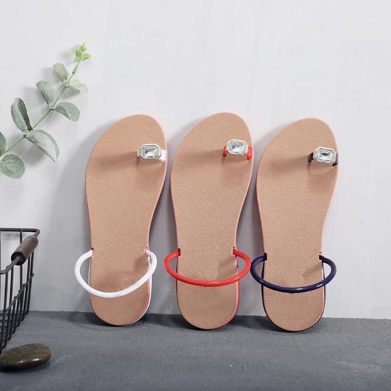 

BohemiaSummerWomenLadies Crystal Flat Sandals Sandy Beach Slippers Casual Shoes Holiday Style Clip Toe Concise black red white1