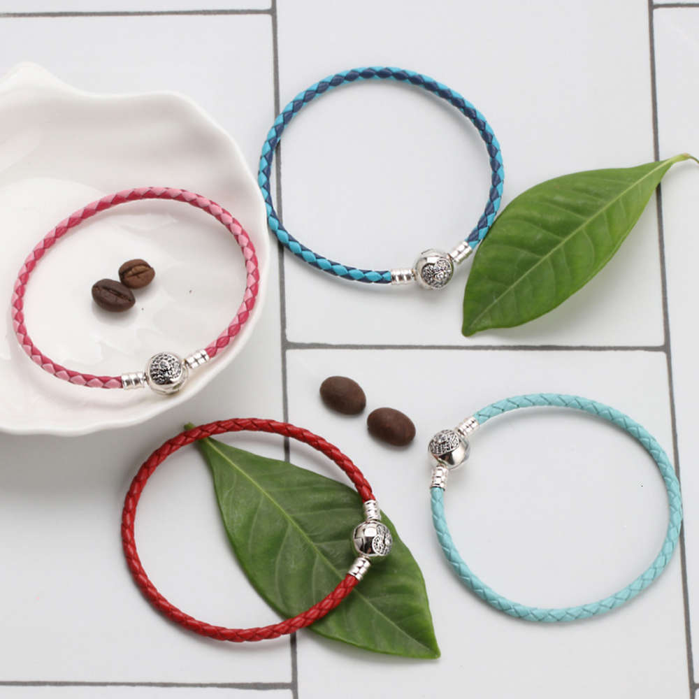 

Luxurys Designers Fashion T016 diamond Plated Platinum thread heart button manual leather rope DIY basic chain women's jewelry beads wear