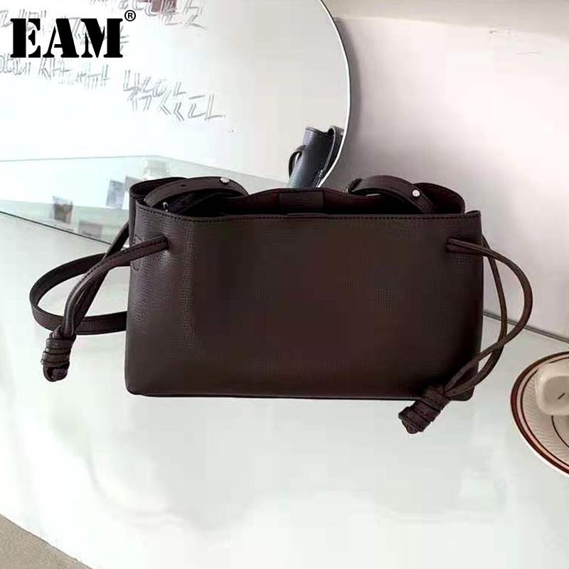

[EAM] Women New Brief Elegant Handbag Soft PU Leather Personality All-match Crossbody Shoulder Bag Fashion Tide 2021 18A1854, Black