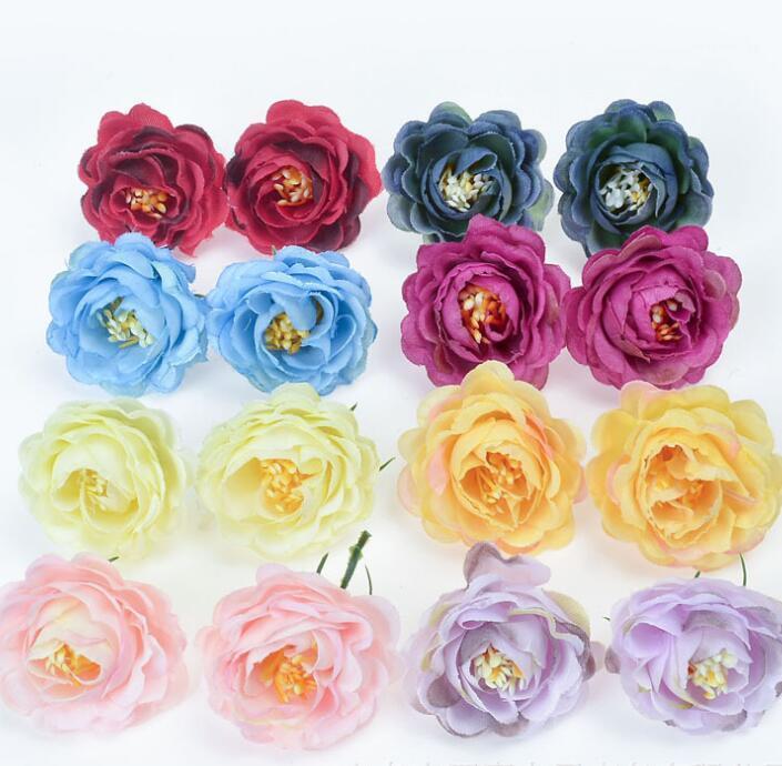 

Artificial Flowers Head Peony 10PCS/Lot Shoes Hat Decoration DIY Wreath Rose Head Fake Flowers1, Blue