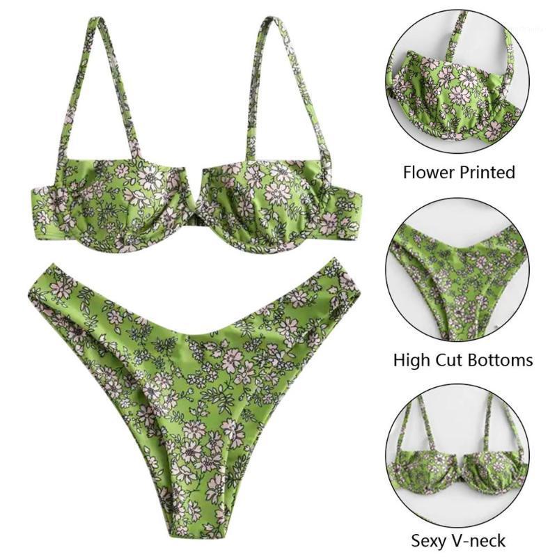 

Melphieer Lady' 2020 Underwired high cut chic florals bikini set in stock1