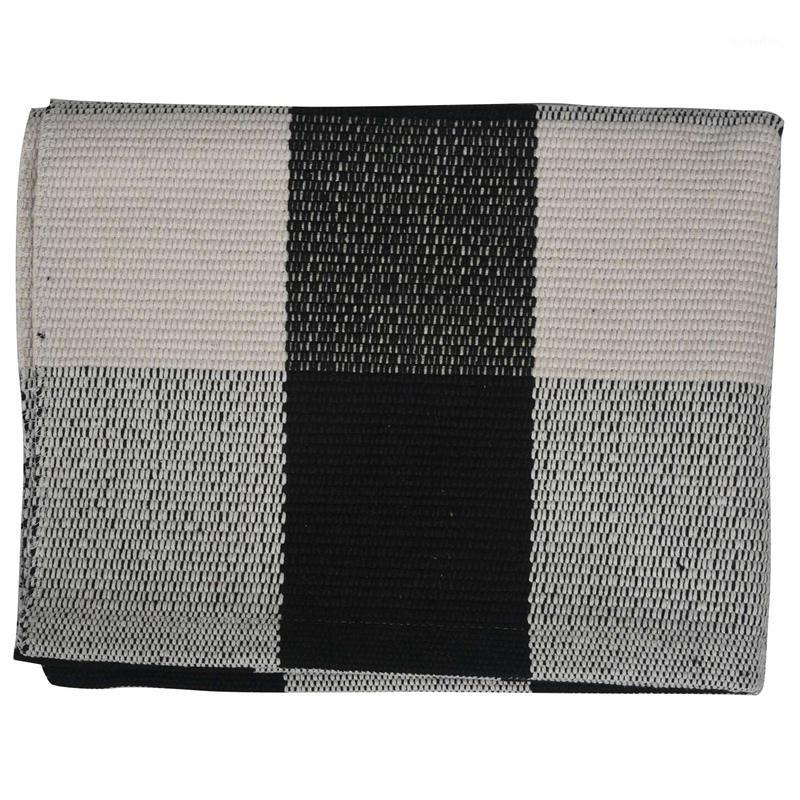 

Cotton Plaid Rugs, Check Rug,23.6Inch x35.4Inch,Checkered Outdoor Rug,Outdoor Plaid Doormat For Kitchen/Bathroom/1, Black
