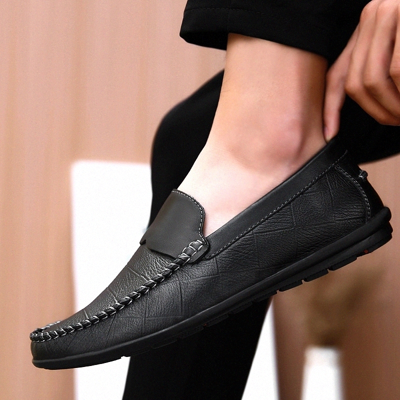 

men genuine Leather Shoes slip on Casual Korean Hasp Formal Men's Shoes outdoor Retro Mens Loafers Zapatos Hombre moccasins #7K9I