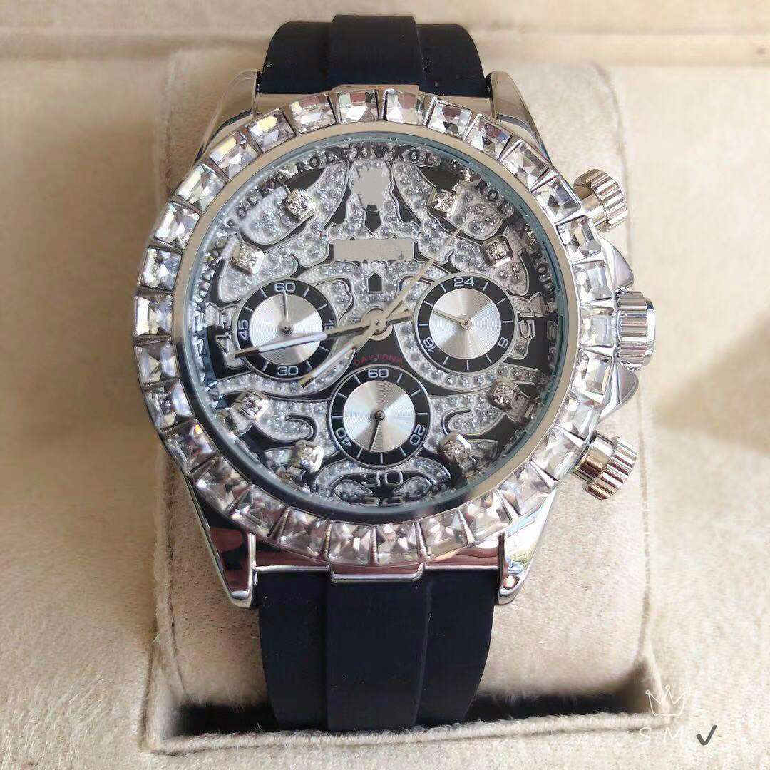 

TM Watch Top selling Watches Rubber band Men Watch Quartz Battery Mens Watches Rhinestone Wristwatches watches Gift, Slivery;brown