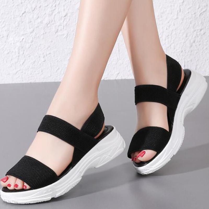 

New Summer Women Fashion Sandals Outdoor Refreshing Shoes Women Casual Large Size Sandals Trend platform zy52, Black