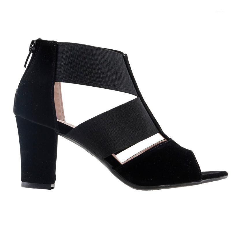 

Ayakland 811-50 Suede 7 Cm Heel Women Sandals Shoes1, Black