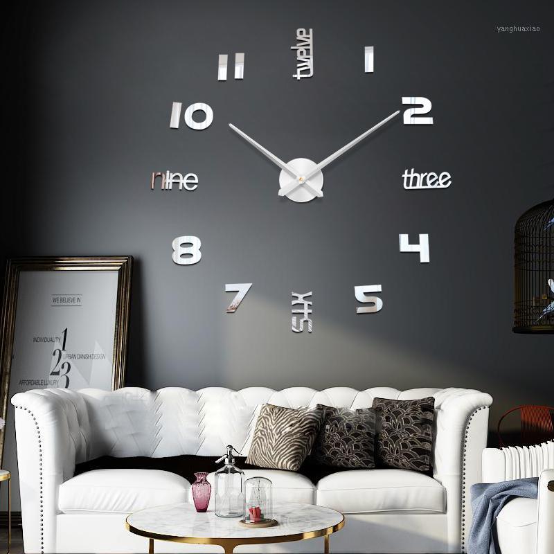

Home Decoration 48 inch Big Mirror Wall Clock Modern Design 3D DIY Large Decorative Wall Clocks Watch Unique New Year Gift1